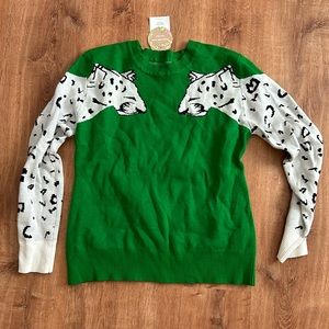 White jaguar sleeved sweater new with tags 95% cotton, 5% spandex